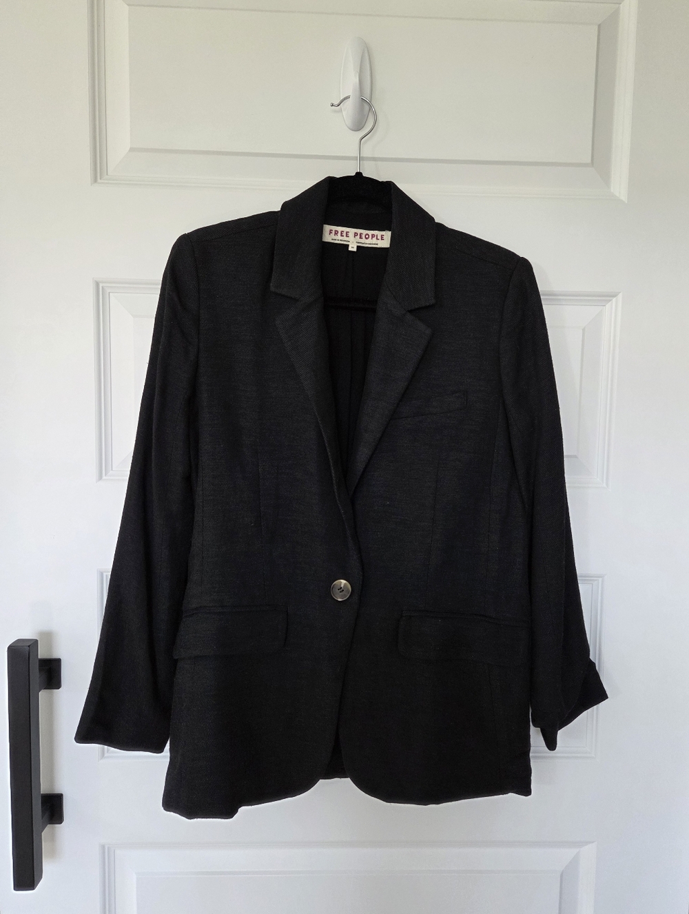 Free People Linen Blend Black Blazer